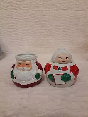 Avon Christmas Claus & Co. Ceramic Santa Creamer & Mrs. Claus Sugar Bowl 1983 • $12.99