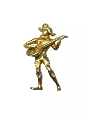 Vintage 1930's Gold Tone Royal Court Jester Pin Brooch Pat 2066969 Playing Lyre • $24.95