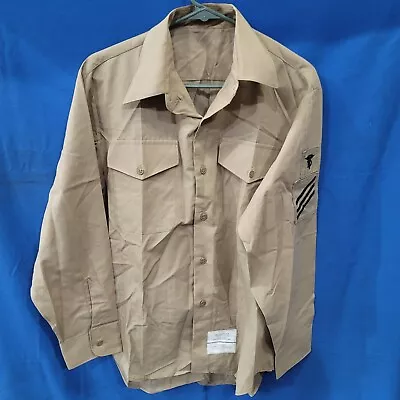 Vintage Military Shirt Men's Navy Long Sleeve Dress Khaki Size 16x33 • $15