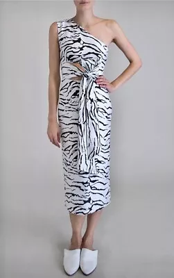 Carla Zampatti Zebra Brocade Asymmetrical Shift Dress Size 6 RRP $899 As New • $109