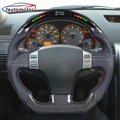 Carbon Fiber Perforated Leather LED Steering Wheel For 04-07 Infiniti G25 G35 • $599