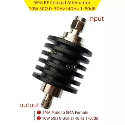 SMA RF Coaxial Attenuator 10W 50Ω 0-3GHz/4GHz 1/2/3/5/6/10/15/20/25/30/40/50dB • $15.70