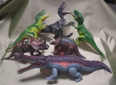 LOT-6 Jurassic World Sarcosuchus T-Rex Velociraptor Triceratop Transf. Dinosaurs • $87.21