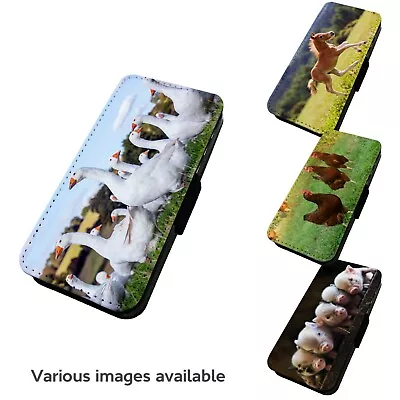 Printed Faux Leather Flip Phone Case For Huawei - V2 Various Farm Animals • £9.75