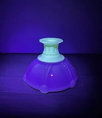 Vintage UV Reactive Candle Holder Milk Glass White Taper Candle Holder Decorated • $10