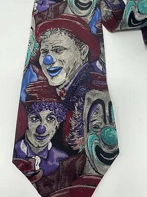 Bachrach Men's Silk Tie Made In Italy Multicolor Circus Clowns 4”x 60” Vintage • $14.99