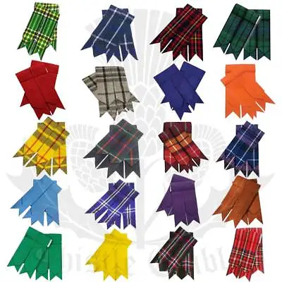 £3.49 • Buy Scottish Kilt Hose Sock Flashes Various Tartan Garter Pointed Acrylic Wool Flash
