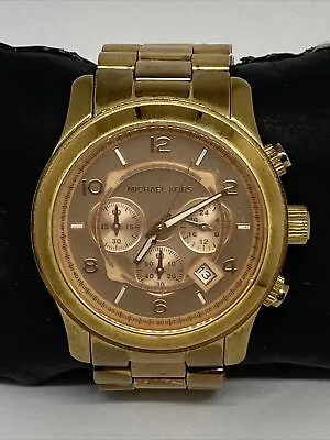 Michael Kors Runway MK8096 Mens Rose Gold Stainless Steel Analog Dial Watch RQ51 • $59.99