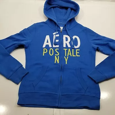 Aeropostale  Full Zip Hoodie Fleece Front Pocket Blue Long Sleeve Small • $4.99