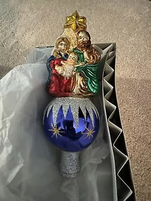 Nativity Holy Family Tree Topper Glass  9.2  Vintage Inspire Old World Christmas • $15