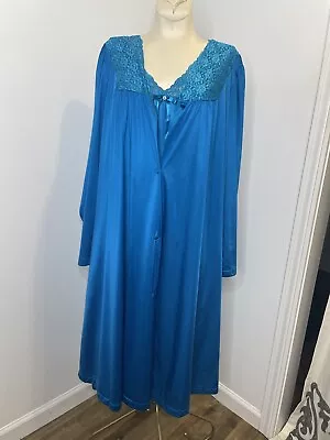 Vintage Blue Vanity Fair Night Long Gown & Robe Peignoir Set Sz XL • £38.60