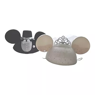 Disney Mickey & Minnie Mouse Wedding Groom And Bride Veil Ears Hat Set Tuxedo • $29.73