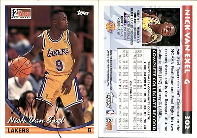 Nick Van Exel Signed 1993-94 Topps #302 Card Los Angeles Lakers Auto AU • $0.01