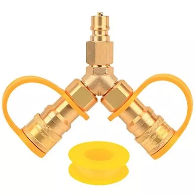3/8  Y-Splitter Separator Natural Gas Quick Connect/Disconnect Adapter For RV... • $35.37
