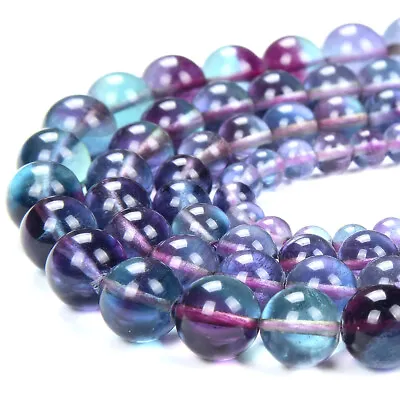 Natural Fluorite Purple Blue Gemstone Grd AAA Round 5MM 7MM 8MM 9MM Beads (D333) • $12.49