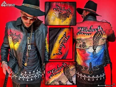 TONY ALAMO Swarovski Crystal Leather Motorcycle Jacket L MICHAEL JACKSON OWNED!! • $11000