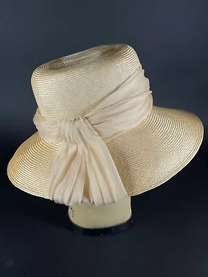  1950s Straw Bucket Hat Jean Morton Millinery Birmingham Michigan + Original Box • $49.99