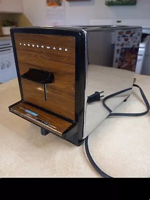 Vintage Farberware 2-Slice Toaster 292 Chrome WoodGrain Mid Century Modern Works • $29.99