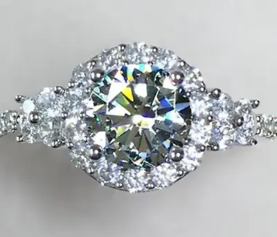 £9.35 • Buy Women BNJ : Silver Size R1/2-S Ring. 57 Facet Diamond Moissanite,Zircon Surround