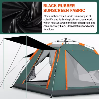 $64.48 • Buy Large Instant Camping Tent 3-4Person Auto Pop Up Family Hiking Dome Shelter AU