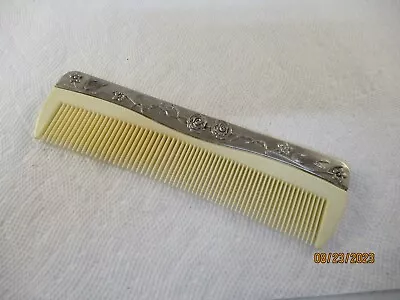 VINTAGE 7-1/4” Plastic Metal Trimmed Hair Comb • $7.99