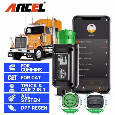 2023 ANCEL HD100 Heavy Duty Truck Tool Full System DPF For Cummins With BT • $199.99