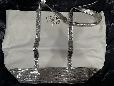Victoria Secret Tote Handbag NWOT New Silver Sparkle • $19.99