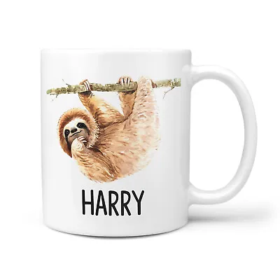 Personalised Sloth Animal Mug For Kids Tea Coffee Hot Chocolate Any Name Custom • £9.95