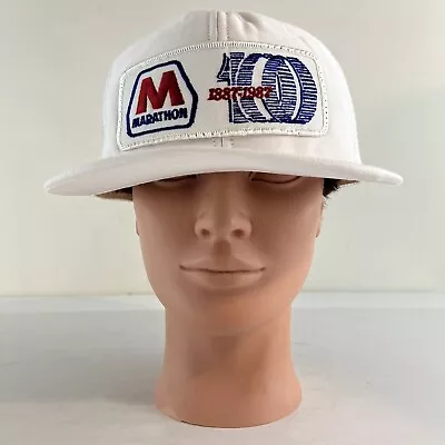 Vintage 1987 Marathon Gas Station Trucker Snapback Hat Cap 100th Anniversary • $8