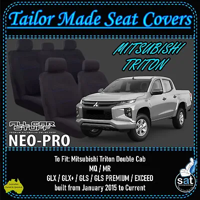 $252 • Buy Neoprene Seat Covers For Mitsubishi Triton MQ & MR Double Cab: 01/2015 - Current