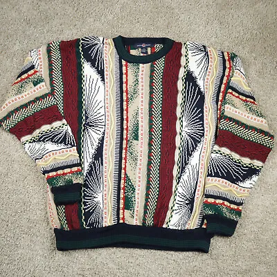 VINTAGE Cotton Traders Sweater Mens Extra Large Red Blue Green Coogie 3D Baggy • $75.55