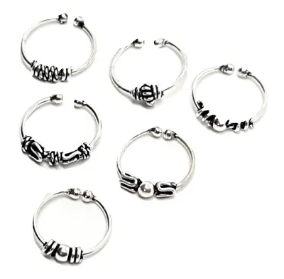 Fake Nose Ring 925 Sterling Silver Hoop Bali Ethic Clip On Ring  - Choice Of 6 • £3.95