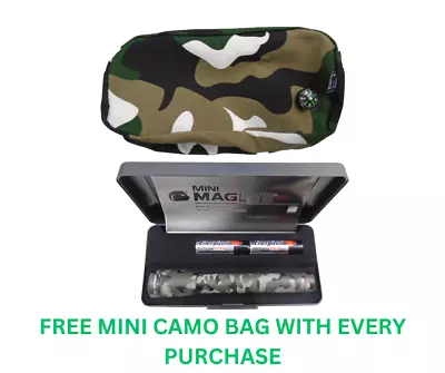 Mag-Lite Mini Two AA Camouflage Aircraft Aluminum - Free Mini Camo Bag - NEW • $19.95