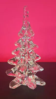 Vintage Silvestri  Clear Crystal Art Glass Christmas Tree Figurine Decor 6.5” • $20