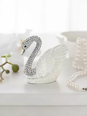 Keren Kopal  White Swan  Trinket Box Hand Made Decorated With Austrian Crystals • $89