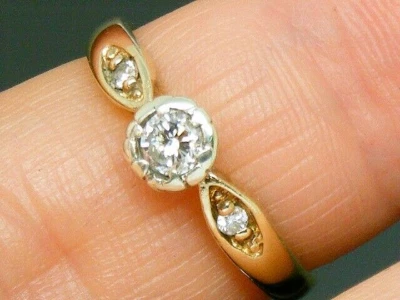 $1.83 • Buy 9ct Gold 0.25ct Diamond Hallmarked Engagement Ring Size L