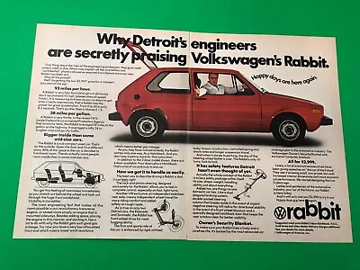 1974 1975 Volkswagen Rabbit Vintage Original Print Ad Advertisement • $6.54