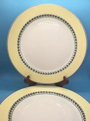 2 Villeroy & Boch 11” Easy Pattern Plates Luxembourg Audun Fleur White Yellow • $45