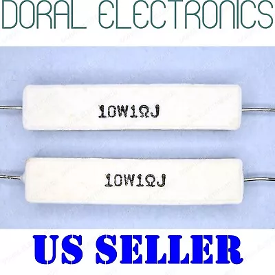 2 Pcs 1 Ohm 1RΩJ 10 Watt Axial Ceramic Cement Power Resistor 10W 1OHM 1R • $7.95