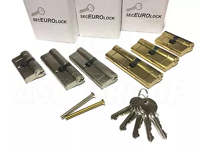 SecEuro Euro PVC Door Lock With 5 Keys Anti Drill Pick Bump Snap Brass Nickel • £7.97