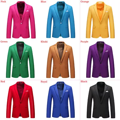 Men Smart Formal Dress Suit Jacket Notch Lapel Blazer Top Coat Wedding Party • $52.47