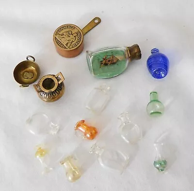 (14) Vintage Miniature Glass & Brass Bottles-pans & Urn • $29.95