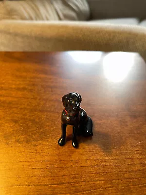 Hagen Renaker Vintage Black Labrador Dog With Red Collar & Tag So Cute! 2  Tall • $12