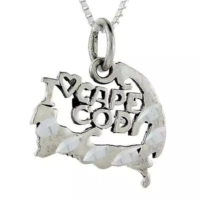Sterling Silver  I Love Cape Cod  Word Pendant / Charm Italian Box Chain  • $24.99