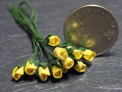 Dollhouse Miniature Yellow Roses Flowers A 1 Dozen 1:12 Scale A5 Dollys Gallery • $12.99