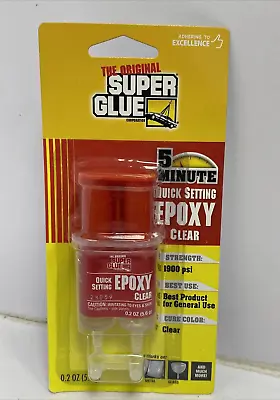 The Original Super Glue 5 Minute Quick Setting Epoxy Clear 0.2 Oz. Tube • $6