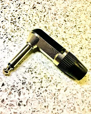 £2.29 • Buy 1 X 6.35mm 1/4 Inch PRO METAL Mono Right Angle Heavy Duty Jack & Strain Relief