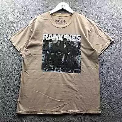 Ramones T-Shirt Men's Medium M Short Sleeve Graphic Crew Neck Brown • $14.99