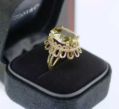 $888.84 • Buy Estate Vintage Art Jewelry 9K Gold Ring 4.5Carat Citrine Antique Jewellery 63/4