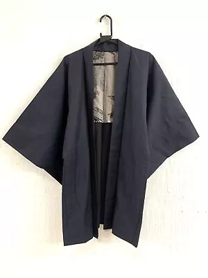 Vintage Japanese Yukata Kimono Haori Traditional Short Robe Blue Jacket Medium • £19.99